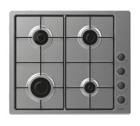 Candy Idea CHW6LBX/4U2, Gas Hob, 4 Burners, 60 cm, Natural Gas Adaptable to Butane Gas, 7.2 kW Power, Independent Side Controls, 2 Grids, Flame Safety System, Stainless Steel