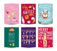 Candy Ink 30 Drink themed Christmas Card Box Set Multipack of boxed charity christmas cards for Men & Women | Assorted Pack of Xmas Designs with Kraft Envelopes