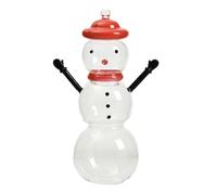 Candy Jar, Glass Snowman Container with Lid, Decorative Tabletop Treat Organizer, Airtight Storage Design, Holiday Candy Holder for Party, Christmas, Table Decor, 7.09x3.74 Inches