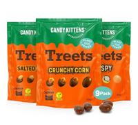 Candy Kittens Introduces - Treets, 3-in-1 Variety Pack - Crunchy Corn, Rice Crispy & Salted Peanuts, Plant-Based Vegan Chocolate, Ideal for Sweet Hampers, Cocoa-Free Choviva Shell - 120g, Pack of 9