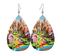 Candy Land 2 Leather Earring For Women Teardrop Earrings Trendy Leather Earrings Dangle Jewelry Gifts For Mom Wife Daughters