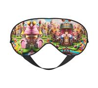 Candy Land 2 Printing Soft Eye Mask,Double-Sided Soft Eye Cover for Sleep,Travel,Yoga, Adjustable Strap, Blocks Light