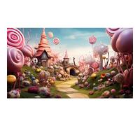Candy Land Backdrop Fairy Tale Vibrant Candyland Kingdom World Pastel Colors Photography Background Magical Fantasy Lollipop Cartoon Party Backdrops Decorations Baby Girl Photo Props 8x6ft