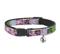 Candy Land Breakaway Cat Collar | Candy Land Character Lineup Stripe Multi Color Durable Adjustable Bell ID Tag Ring