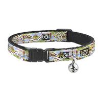 Candy Land Breakaway Cat Collar | Candy Land Game Board Game Scenes White Multi Color Durable Adjustable Bell ID Tag Ring
