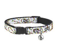 Candy Land Breakaway Cat Collar | Candy Land Game Board Path Characters and Icons Multi Color Durable Adjustable Bell ID Tag Ring