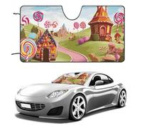 Candy Land Car Windshield Sun Shade Keep Car Interior Cool 55"x30" Folding Front Window Sun Shade, Heat Shield for SUV, Truck, Blocks UV