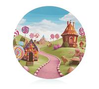 Candy Land Cutting Board for Kitchen Mini Cheese Chopping Board Round Tempered Glass Chopping Block for Picnic Cutting Pizza Meat Fruit(7.9 Inch)