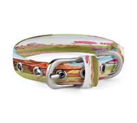 Candy Land Dog Collar Adjustable Pet Collar Stainless Steel D-Ring Collar Oxford Cloth Cat Collar Strap with Metal Buckle for Small Medium Dog