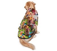 Candy Land Dog Hoodie for Medium Large Dogs, Warm Soft Pet Sweatshirt, Easy to Wear Jumper Clothes