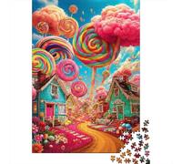 Candy Land Fantasy 1000 Piece Jigsaw Puzzle Bundle for Kids 8-12 Adults Thick Paper Home Decoration Wall Display New Year Gift Brain Challenge Game 70x50cm/1000pcs
