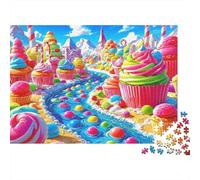 Candy Land Fantasy 1000 Piece Jigsaw Puzzle Colourful Candyland Cupcake River Decor Educational Game for Adults 70x50cm/1000pcs