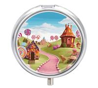 Candy Land Pill Box Round Portable Small Pill Case Waterproof Travel Pill Box Organizer for Pocket Purse and Daily Convenience