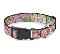 Candy Land Plastic Clip Dog Collar | Candy Land Take Me To The Candy Character Collage Multi Color Durable Adjustable ID Tag Ring Side Release
