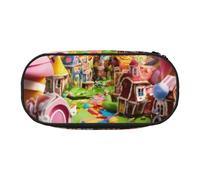 Candy Land Print Convenient High Capacity Pencil Bag Portable Makeup Pouch Students Teens Adults