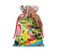 Candy Land Print Eco-Friendly Gift Drawstring Bag Holiday Present Pouches Party Favors Goodie Bags