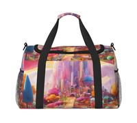 Candy Land Print Foldable Carry On Tote Large Capacity Hand Carry Bag for Airplane Weekend Getaways