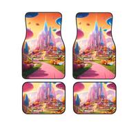 Candy Land Print Versatile Car Accessory Floor Mats 4-Piece Set Waterproof Anti-Slip Sedans Trucks