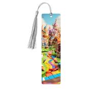 Candy Land Print Wooden Bookmark with Tassel-Handcrafted Wooden Book Marker for Books, Journals, Notebooks