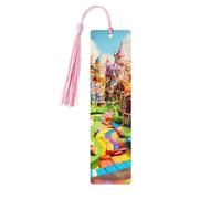 Candy Land Print Wooden Bookmark with Tassel-Handcrafted Wooden Book Marker for Books, Journals, Notebooks