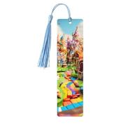 Candy Land Print Wooden Bookmark with Tassel-Handcrafted Wooden Book Marker for Books, Journals, Notebooks
