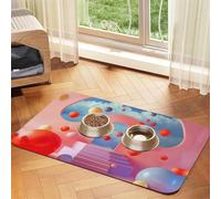 Candy Land Style House Pet Feeding Mat Dog Cat Eating Food Absorbent Leather Tablecloth for and Water Bowl Waterproof No Stains Quick Dry Non-Slip 17.72 * 11.8IN