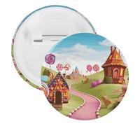 Candy Land Tinplate Badge Personalized Round Brooch Large Craft Button Suitable for Teachers, Nurses, Doctors, Staff, Party Gift Accessories, 12PCS, Plastic, plastics