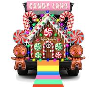 Candy Land Trunk or Treat Car Decorations Kit, Candyland Trunk or Treat Decorations with Sweet Lollipop and Gingerbread Man Balloons Candy Land Banner for Suv Car Archway Garage Door