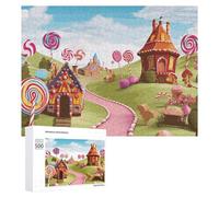 Candy Land Wooden Puzzles for Adults 500 PCS Unique Shape Puzzles Wall Art Home Decor for Puzzle Lovers, Family, Friend Creative Gift Toys