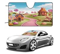 Candy Lane House Car Windshield Sun Shade - Reflector Sunshade Offers Ultimate Protection for Car Interior, Cool Reflective Sun Blocker Fits Small Sedans, Mini SUVs 55"x30"