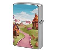 Candy Lane House Lighter Case Metal Double-Sided Lighter Cover Pocket Lighters Sleeve Windproof Lighters Accessories for Men Women