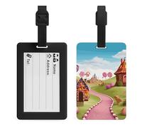 Candy Lane House Luggage Tags for Suitcases Personalized Travel ID Bag Tags with Privacy Cover TPU Suitcase Name Identifier Labels Loop Travel Bag Tags for Men Women