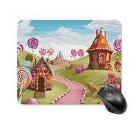 Candy Lane House Mouse Pad Square Laptop Mouse Mat Cute Computer Mousepad Keyboard Pad Non-Slip Desk Pads for Gaming Office Work Home 20 * 25cm