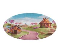 Candy Lane House Round Area Rug Non Slip Backing Doormat Water Absorbent Plush Throw Low-Pile Non-Slip Floor Mat Carpet for Living Room Bedroom Entryway Nursery Room 90 * 90cm