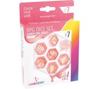 Candy-Like Series RPG Dice Set | Set of 7 Dice in a Variety of Sizes Designed for Roleplaying Games | Premium Quality Resin Dice with Beautiful Glitter Flakes | Peach Color | Made by Gamegenic