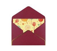 Candy Luxury Pearl Paper Greeting Card With Gold Border, Blank Inside, With Envelope - Birthday, Wedding, Christmas, Valentine