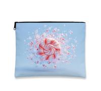 Candy Makeup Bag, Striped Peppermint Cosmetic Travel Pouch for Women, Portable Small Canvas Zipper Organizer, Holiday Skincare Toiletry Bag 7x9 Inch