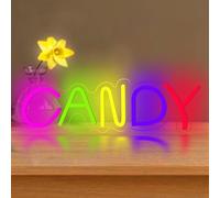 Candy Neon Sign Dimmable LED Candy Bar Neon Sign USB Powered Light Up Business Sign for Candy Shop Lollipop Store Snack Sweet Shop Kids' Room Bedroom Wall Decor Party Decoration