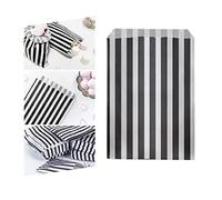 Candy Paper Bags 7" x 9" 500Pcs Black Striped Sweet Favour Bags for Christmas Party Chocolates Desserts By Tezraftaar®