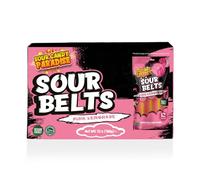 Candy Paradise Halal Belts Super Sour Candy Strips Viral TikTok Strip 12 Strips 100g (Pack of 12, Pink Lemonade)