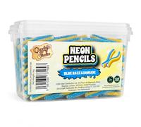 Candy Paradise Halal Neon Pencils,Blue Razz Lemonade,1kg Tub, Vegan Fizzy Gummy Pencil Sweets, Chewy Candy for Parties Pick n Mix