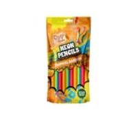 Candy Paradise Halal Neon Pencils Soft & Chewy Fruit Candy Sticks with Sweet Fondant Center 130g (Pack of 2, Tropical Rainbow)