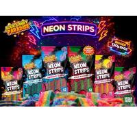 Candy Paradise Halal Neon Strips Long Chewy Sour Candy Belts, Fruit Snacks for Kids & Adults (Pack of 6 (1 Each), Watermelon, Berry Blue, Pink Lemonade, Bubblegum, Rainbow, Wild Cherry 130g each)