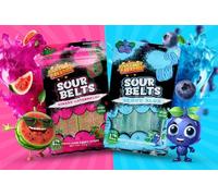 Candy Paradise Halal Sour Candy Paradise Sour Belts Super Sour Candy Strips 12 Strips 100g (Pack of 1 (Each), Watermelon & Blueberry)