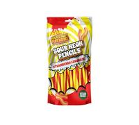 Candy Paradise Halal Sour Neon Pencils Chewy Fruit Candy Sticks with Tangy Filling & Sour Coating 130g (Pack of 1, Strawberry Lemonade)