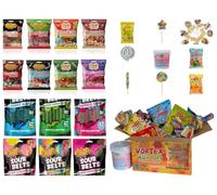 Candy Paradise Halal Sweet Box 29 Treats 6 Sour Belts, 8 Gummies, 9 Lollipops, 1 Cotton Candy & More Mix Vegetarian Pick & Mix Hamper for Kids & Adults Birthday, Halloween, Christmas, Party Favour