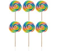 Candy Paradise Lollipop Rainbow Swirl Lollies 80g Kids Party Bags Sweets. Halal Vegan. Cake Toppers & Party Favours Great Value. Assorted Colours (6)