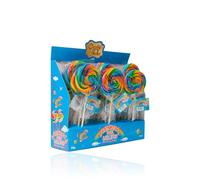 Candy Paradise Lollipop Rainbow Swirl Lollies BIGER than casual 80g Kids Party Bags Sweets. Halal Vegan. Cake Toppers & Party Favours Great Value. Assorted Colours (15 lolipops)