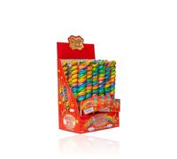 Candy Paradise Lollipop Rainbow Twister Lollies 50g Kids Party Bags Sweets. Halal Vegan. Cake Toppers & Party Favours Great Value. Assorted Colours (24)
