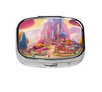 Candy Paradise Print Metal Iron Plating Square Mini Pill Box Portable Pill Box for Home Traveling Purse